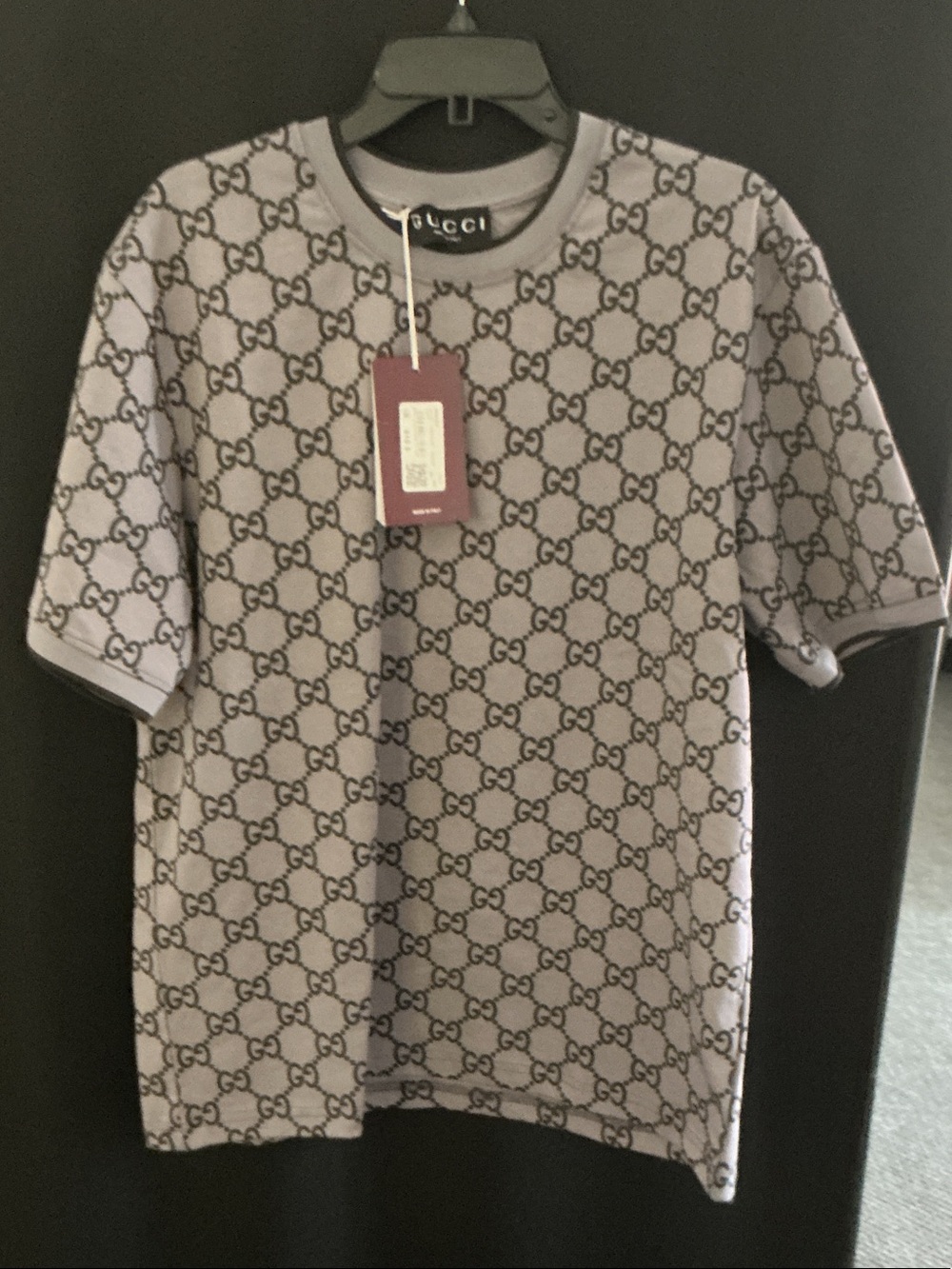 Gucci Short Sleeve GG Monogram Tee in Light Lavender